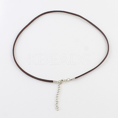 2mm Faux Suede Cord Necklace Making with Iron Chains & Lobster Claw Clasps NCOR-R029-02-1