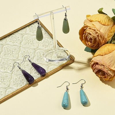 3 Pairs 3 Style Brass Teardrop Dangle Earrings EJEW-YW0001-11A-1