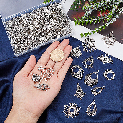 90Pcs 15 Style Tibetan Style Alloy Chandelier Component Links FIND-PH0005-88-1
