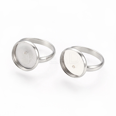 Tarnish Resistant Adjustable 304 Stainless Steel Finger Rings Components STAS-E144-026-14mm-1
