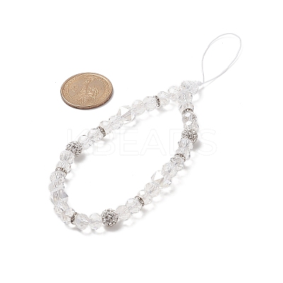 Rondelle Glass & Polymer Clay Rhinestone Beads Phone Hand Strap Chains HJEW-JM00877-02-1