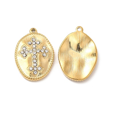 PVD Vacuum Plating 201 Stainless Steel with Rhinestone Pendants STAS-J401-VC995-1
