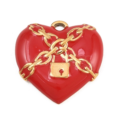 Valentine's Day 304 Stainless Steel Enamel Pendants STAS-E524-06B-G-1