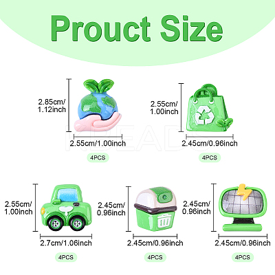20Pcs 5 Styles Environmental Protection Theme Opaque Resin Cabochons CRES-YW0001-40-1