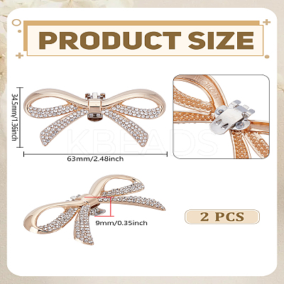 2Pcs Zinc Alloy & Crystal Rhinestone Shoe Buckle Clips FIND-LP0009-89-1