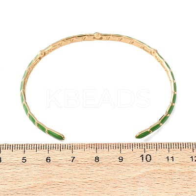 304 Stainless Steel Enamel Cuff Bangles for Women BJEW-H637-02A-G-1