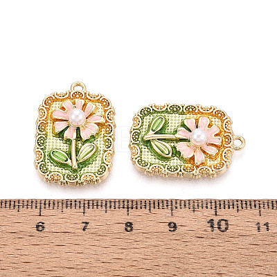 Rack Plating Alloy Enamel and ABS Imitation Pearl Pendants ENAM-T024-82A-G-1