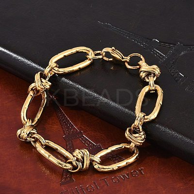 304 Stainless Steel Rolo Link Chain Bracelets for Women BJEW-F488-41G-1
