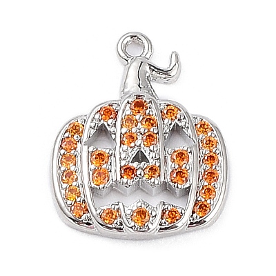 Rack Plating Brass Orange Cubic Zirconia Pendants KK-D031-03P-1