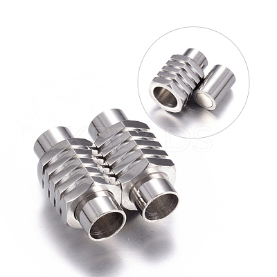 Tarnish Resistant 304 Stainless Steel Magnetic Clasps with Glue-in Ends STAS-H055-2-1