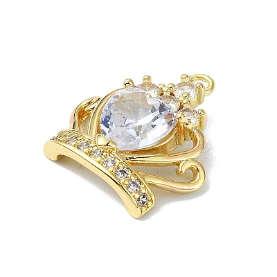 Rack Plating Real 18K Gold Plated Brass Micro Pave Cubic Zirconia Pendants KK-B084-18G-1