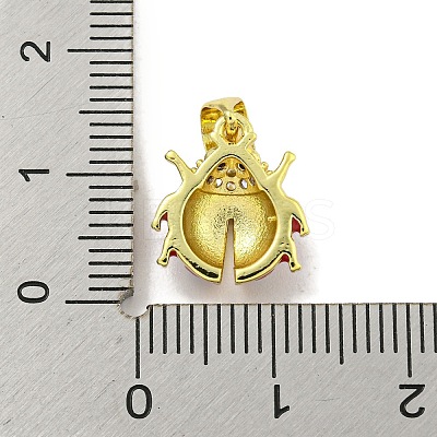 Rack Plating Brass Micro Pave Clear Cubic Zirconia with Enamel Pendant KK-B091-37G-01-1