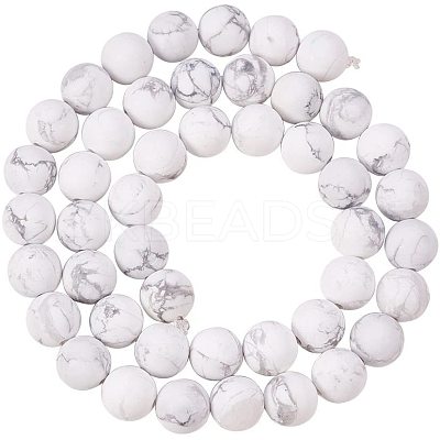 Frosted Natural Howlite Bead Strands G-PH0028-8mm-01-1