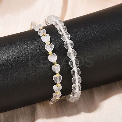 Natural Quartz Crystal Beaded Bracelets Set for Women BJEW-G752-02G-09-1