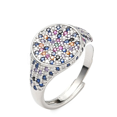 Brass Micro Pave Cubic Zirconia Cuff Rings for Women RJEW-A069-13P-01-1