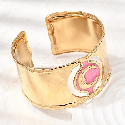 304 Stainless Steel Enamel Cuff Bangles for Women LS-BJEW-B166-02G-1