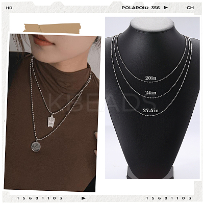 24Pcs 304 Stainless Steel Ball Chain Necklace Making NJEW-BBC0001-10A-1