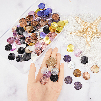 160Pcs 8 Colors Spray Painted Natural Akoya Shell Pendants SHEL-SC0001-38-1