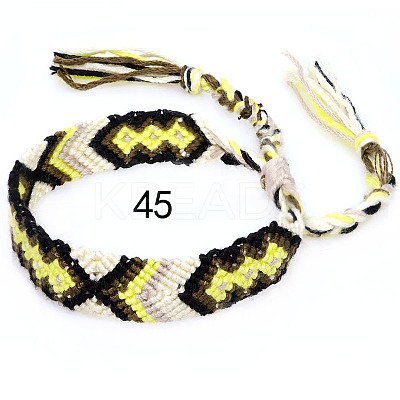 Cotton Braided Rhombus Pattern Cord Bracelet FIND-PW0013-003A-45-1