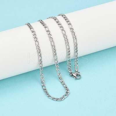 Tarnish Resistant Smooth Surface 304 Stainless Steel Figaro Chain Necklace Making STAS-A028-N022P-1