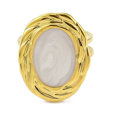 304 Stainless Steel Enamel Open Cuff Rings for Women RJEW-F166-47G-02-1