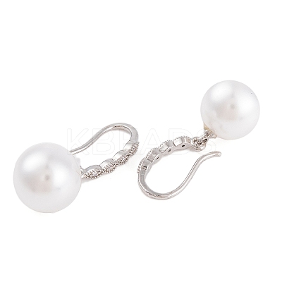 Rack Plating Brass Cubic Zirconia ABS Pearl Earring Hooks EJEW-S219-16P-04-1