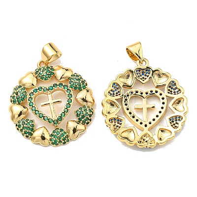 Rack Plating Brass Cubic Zirconia Pendants KK-D026-13G-1