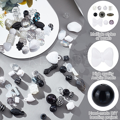 80G 2 Styles DIY Acrylic Beads & Pendants Mobile Phone Wrist Strap Making Finding Kit MACR-GO0001-07-1