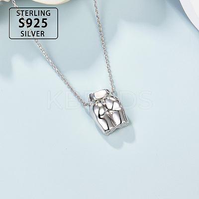 S925 Sterling Silver 3D Human Body Necklace Fashion Statement Jewelry TN0359-2-1