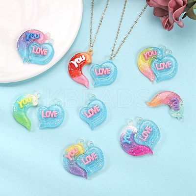 10 Sets Gradient Color Opaque Resin Pendants RESI-SZ0001-91A-1