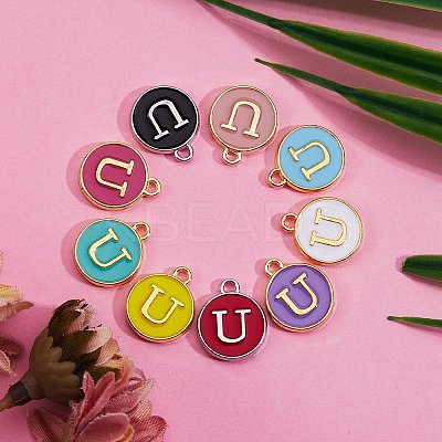 120Pcs 12 Colors Golden Plated Alloy Charms ENAM-SZ0001-64U-1