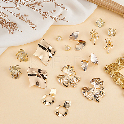 8 Pairs 8 Style Alloy Stud Earrings with Plastic Imitation Pearl Beaded EJEW-AN0003-64-1