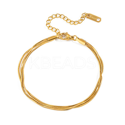 304 Stainless Steel Snake Chain 3-Strand Bracelets for Women UU3711-1