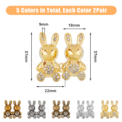 10Pcs 5 Colors Rabbit Shape Alloy Adjustable Jean Button Pins AJEW-DC0001-17-1