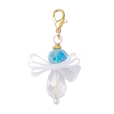 5Pcs Angel Glass & Acrylic Pendant Decorations HJEW-JM04180-03-1