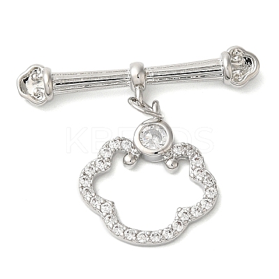 Brass Micro Pave Clear Cubic Zirconia Toggle Clasps KK-N254-76P-1