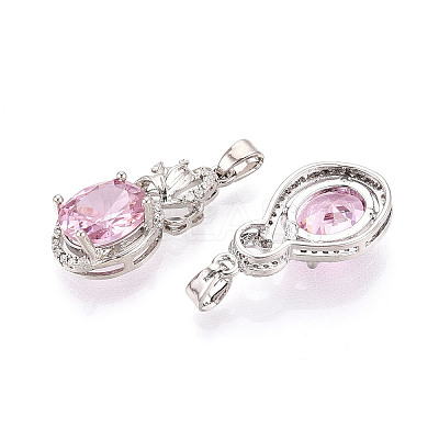 Brass Micro Pave Cubic Zirconia Pendants KK-T072-55P-1