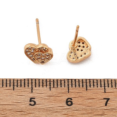 Brass Micro Pave Clear Cubic Zirconia Stud Earrings for Women EJEW-G428-25G-06-1