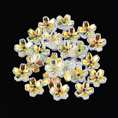 Transparent Electroplate Glass Bead Caps EGLA-N015-01B-1