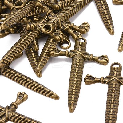 Tibetan Style Metal Dagger Pendants MLF1306Y-1