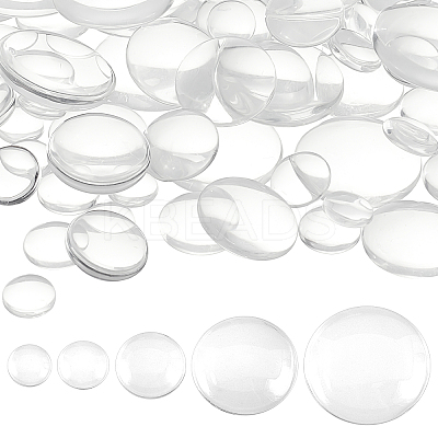 100Pcs 5 Style Transparent Glass Cabochons GGLA-PH0001-30-1