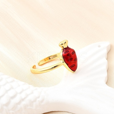 Brass Enamel Cuff Open Rings for Women RJEW-F184-13A-G-1