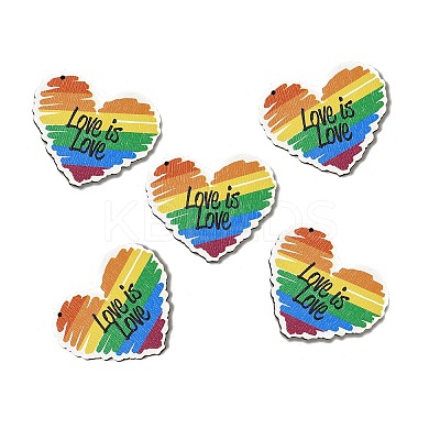 Rainbow/Pride Flag Theme Single Printed Aspen Wood Pendants WOOD-G014-21-1