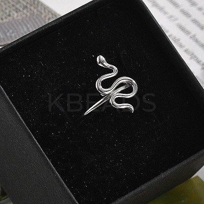 Snake 304 Stainless Steel Open Cuff Ring for Women RJEW-M049-02P-1