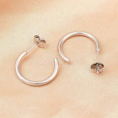 316 Stainless Steel C-Shaped Stud Earrings EJEW-D339-03P-1