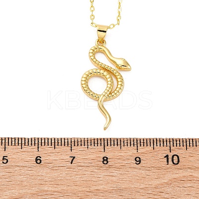 Brass Snake Pendant Cable Chain Necklaces for Women LS-NJEW-S438-01A-G-1