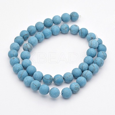 Synthetic Turquoise Round Beads Strands G-D658-8mm-1