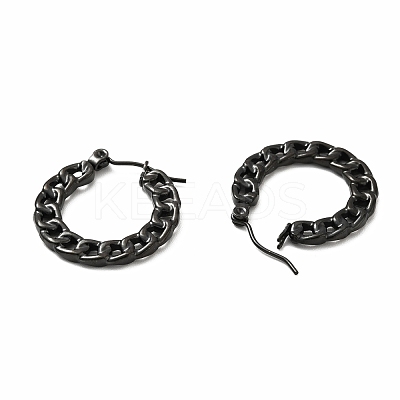 Ion Plating(IP) 304 Stainless Steel Curb Chain Shape Stud Earrings for Women EJEW-F283-02EB-1