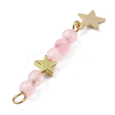 3Pcs 3 Styles Natural Rose Quartz Faceted Round Beaded Pendants PALLOY-JF03604-03-1