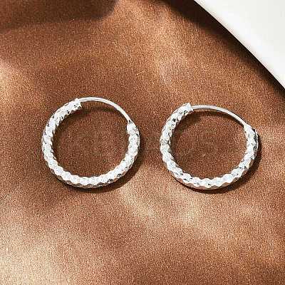 Brass Textured Hoop Earrings EJEW-F378-03B-S-1